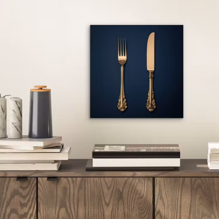 Bestek - Donkerblauw - Goud aluminium wit klein -sfeer1