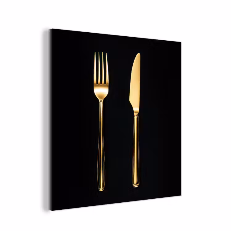 Bestek - Goud - Mes - Vork aluminium wit klein -3d