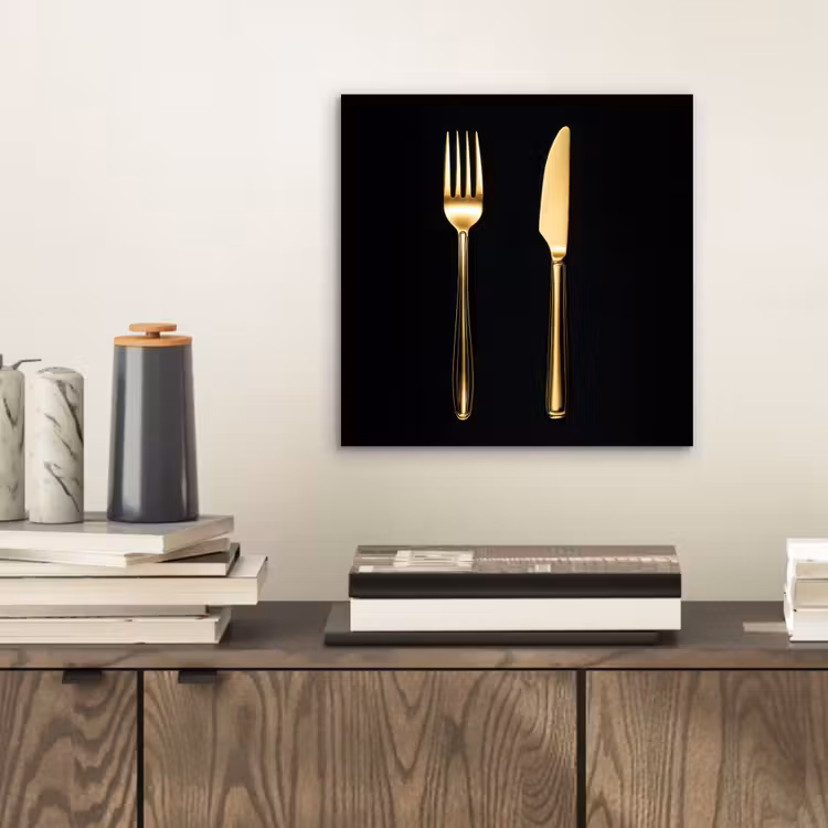 Bestek - Goud - Mes - Vork aluminium wit klein -sfeer1