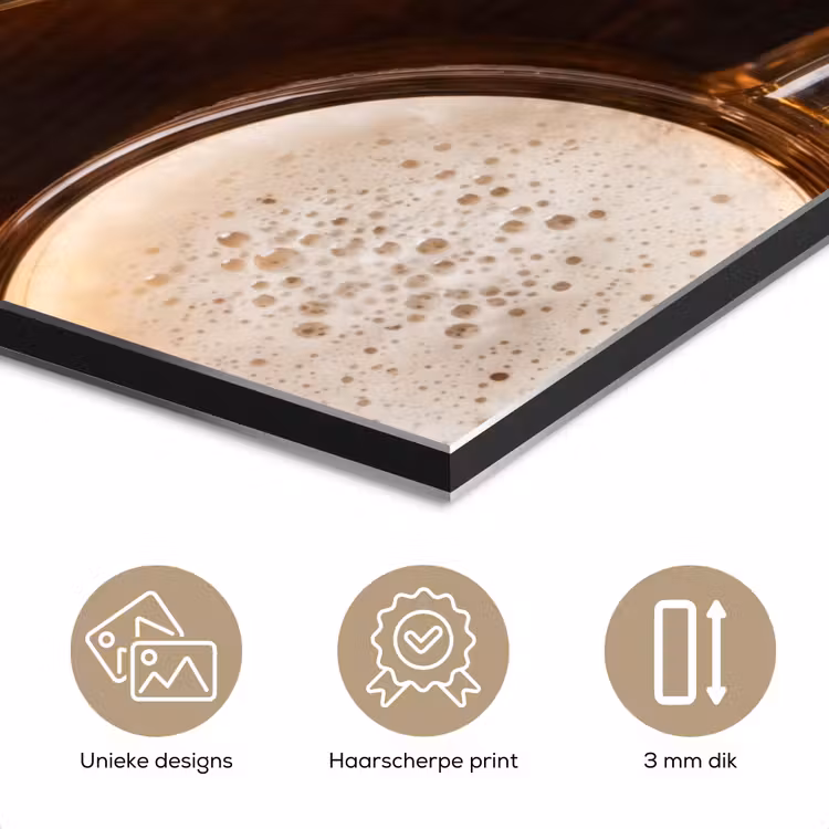Bier - Glazen - Schuim - Hout - Drank aluminium wit klein -closeup_NL