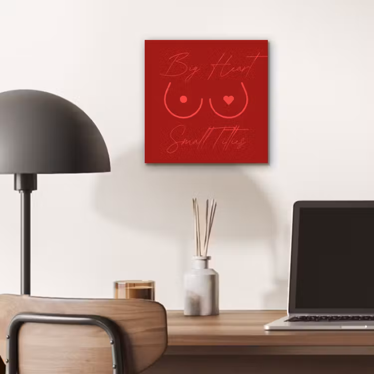 big heart small titties - Hart - Rood aluminium wit klein -sfeer5