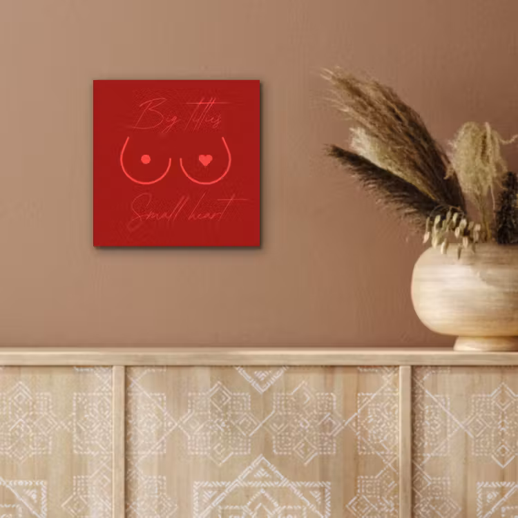 Big titties small heart - Rood - Hart aluminium wit klein -sfeer4