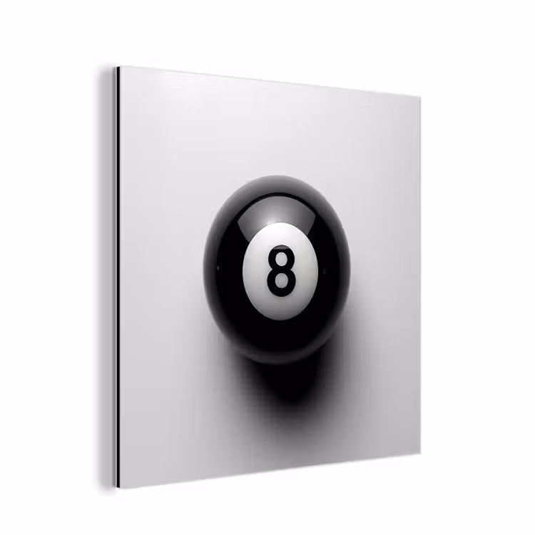 Biljartbal - Getal - Acht - Wit aluminium wit klein -3d