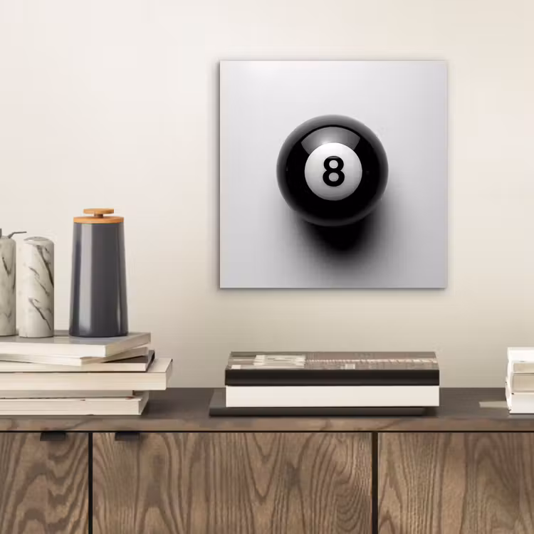 Biljartbal - Getal - Acht - Wit aluminium wit klein -sfeer1