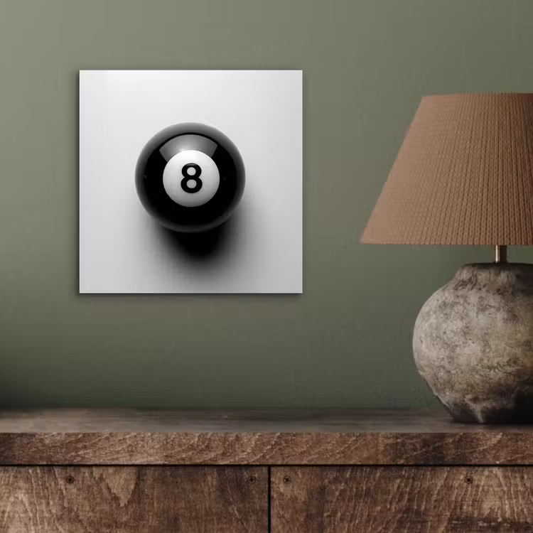 Biljartbal - Getal - Acht - Wit aluminium wit klein -sfeer2