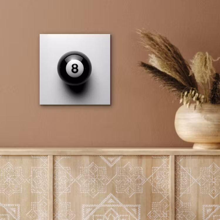 Biljartbal - Getal - Acht - Wit aluminium wit klein -sfeer4