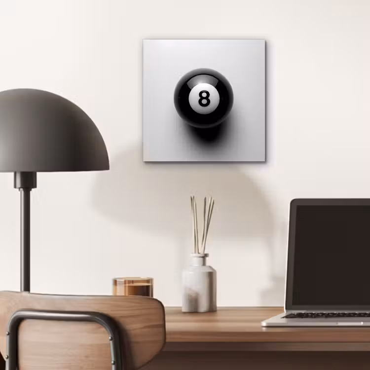 Biljartbal - Getal - Acht - Wit aluminium wit klein -sfeer5
