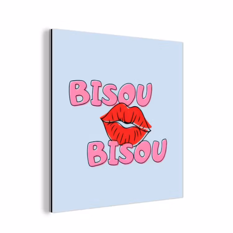Bisou - Blauw - Roze - Lippen aluminium wit klein -3d