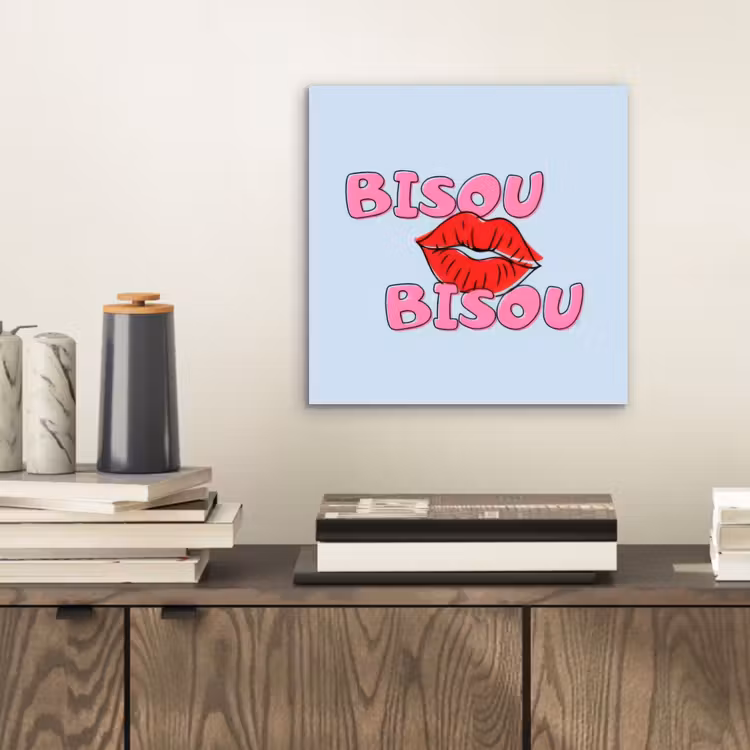 Bisou - Blauw - Roze - Lippen aluminium wit klein -sfeer1