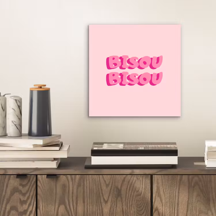 Bisou - Roze - Dikke letters aluminium wit klein -sfeer1