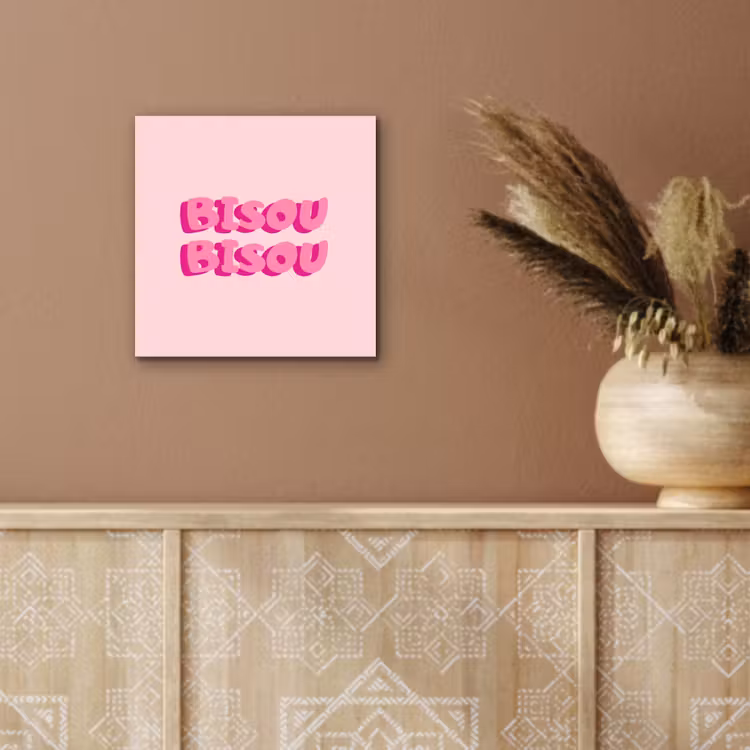 Bisou - Roze - Dikke letters aluminium wit klein -sfeer4