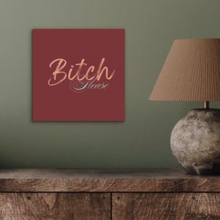 Bitch please - Rood - Blauw aluminium wit klein -sfeer2