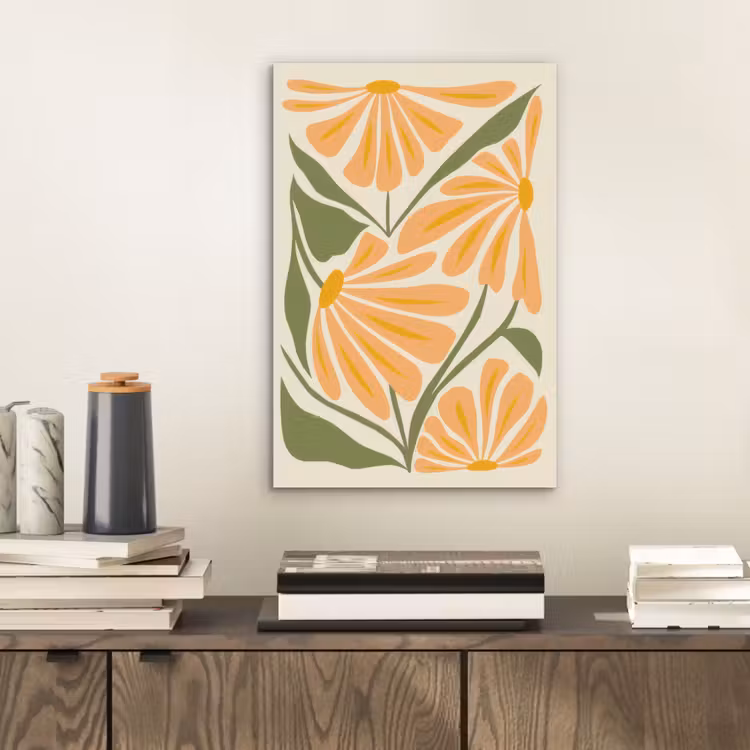 Blaadjes - Zachtoranje - Bloemen aluminium wit klein -sfeer1
