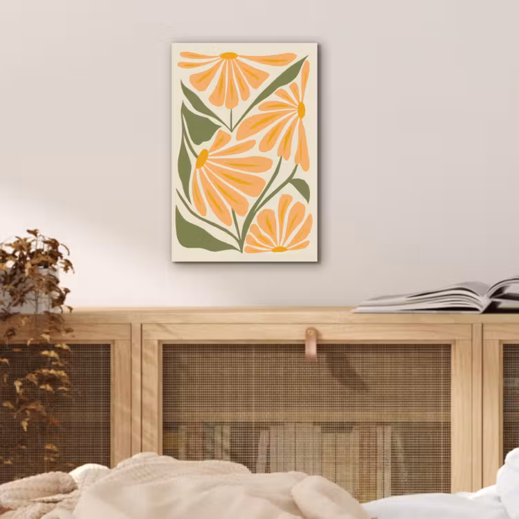 Blaadjes - Zachtoranje - Bloemen aluminium wit klein -sfeer3