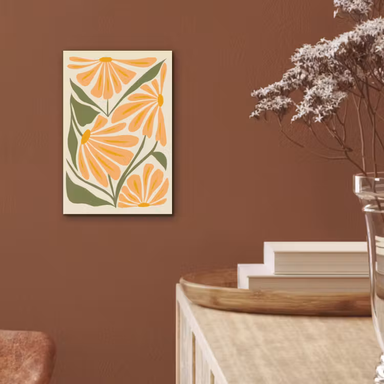 Blaadjes - Zachtoranje - Bloemen aluminium wit klein -sfeer4