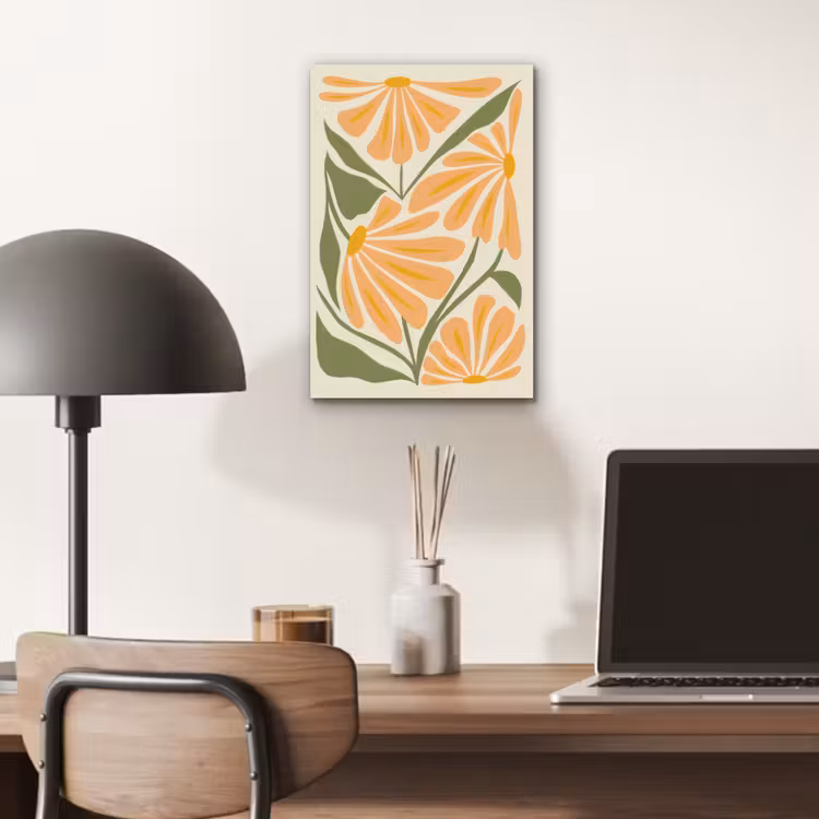 Blaadjes - Zachtoranje - Bloemen aluminium wit klein -sfeer5