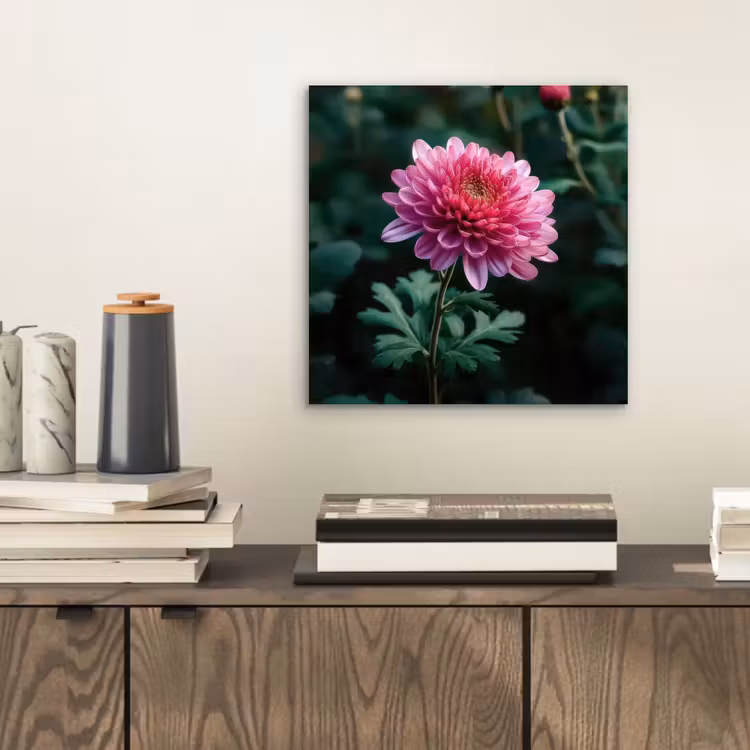 Blad - Chrysant - Roze - Schaduw aluminium wit klein -sfeer1