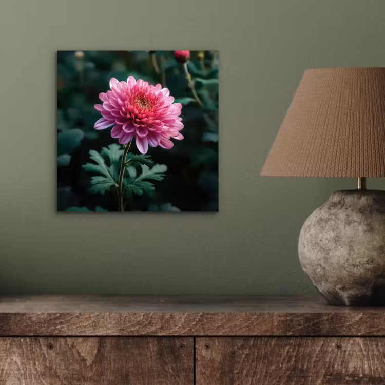 Blad - Chrysant - Roze - Schaduw aluminium wit klein -sfeer2
