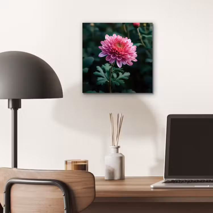 Blad - Chrysant - Roze - Schaduw aluminium wit klein -sfeer5