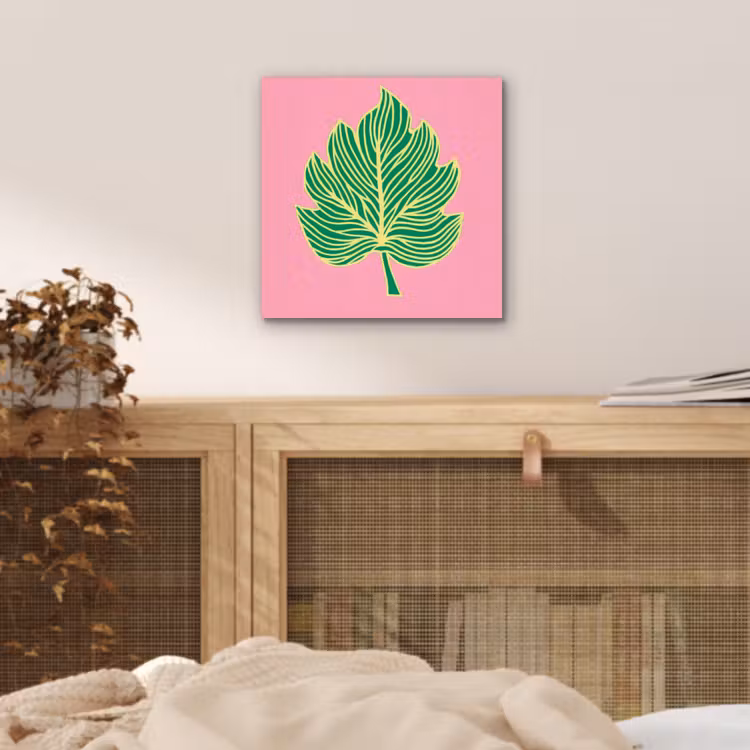 Blad - Groen - Illustratie - Minimalistisch aluminium wit klein -sfeer3