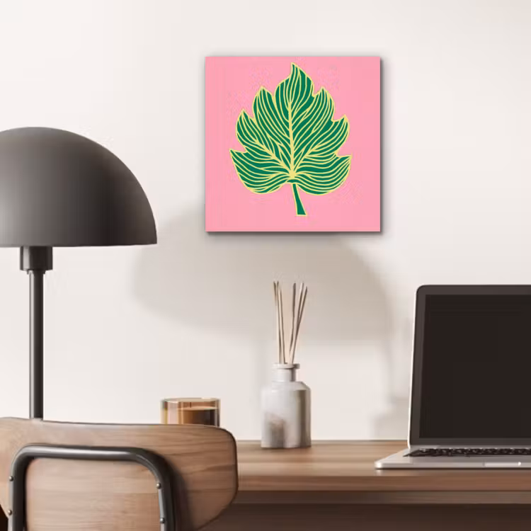Blad - Groen - Illustratie - Minimalistisch aluminium wit klein -sfeer5