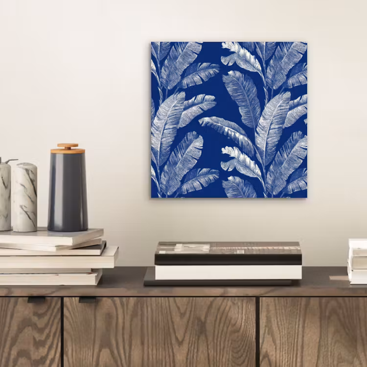 Blad - Palm - Blauw aluminium wit klein 46 -sfeer1