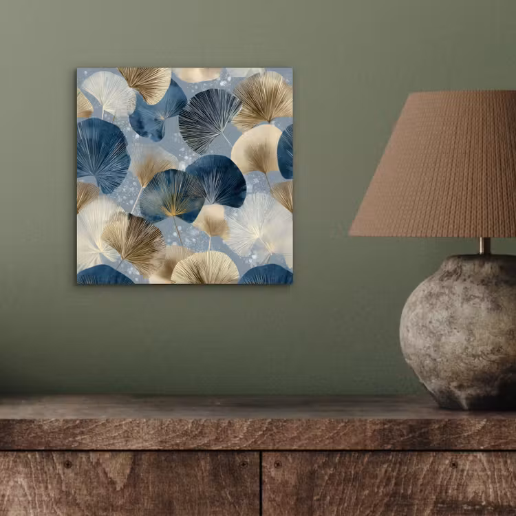 Bladeren - Abstract - Goud - Blauw aluminium wit klein -sfeer2