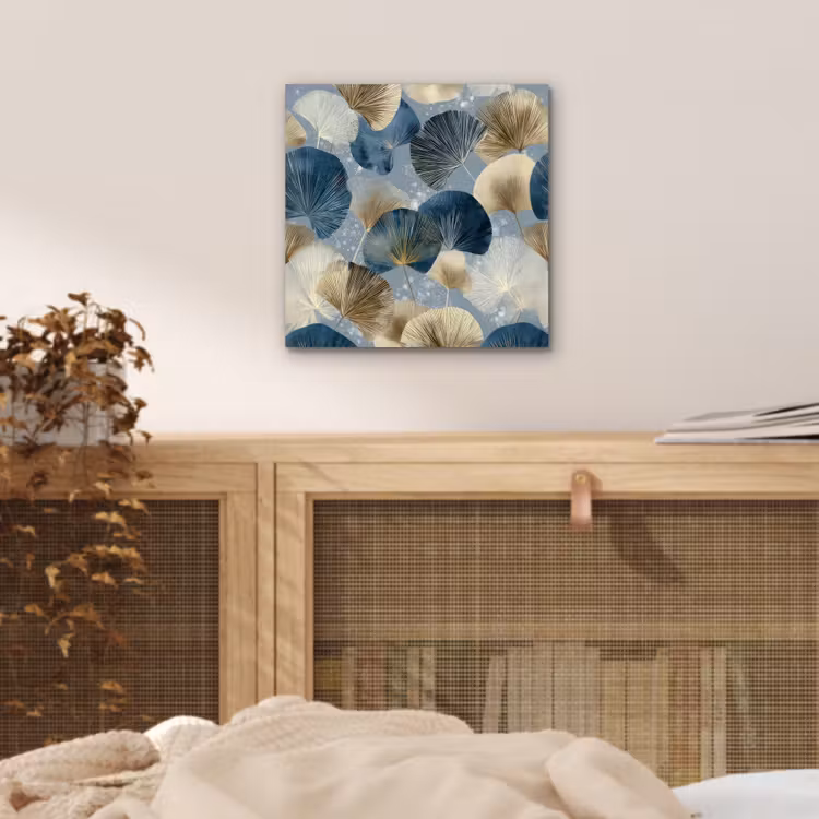 Bladeren - Abstract - Goud - Blauw aluminium wit klein -sfeer3