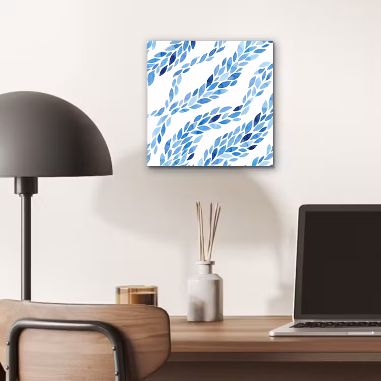 Bladeren - Aquarel - Patroon - Modern - Blauw aluminium wit klein -sfeer5