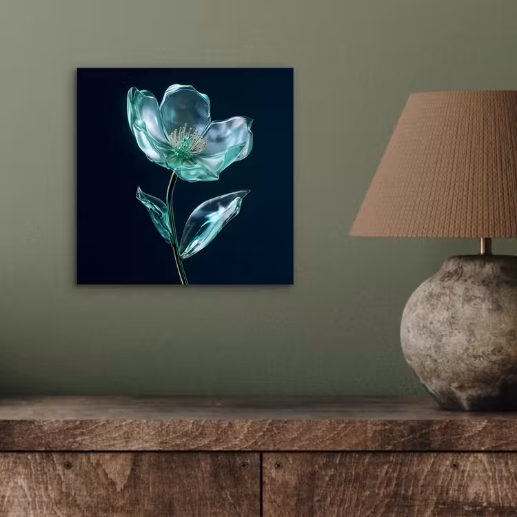 Bladeren - Bloem - Glazen - Donkerblauw aluminium wit klein -sfeer2