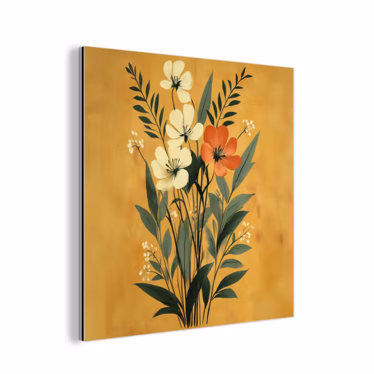 Bladeren - Boeket - Bloemen - Geel aluminium wit klein -3d
