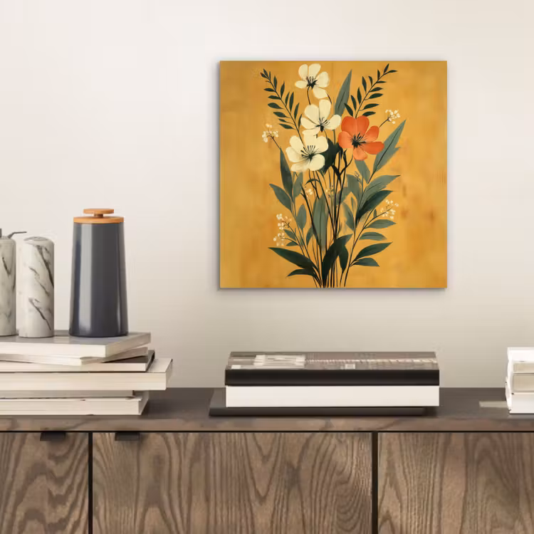 Bladeren - Boeket - Bloemen - Geel aluminium wit klein -sfeer1