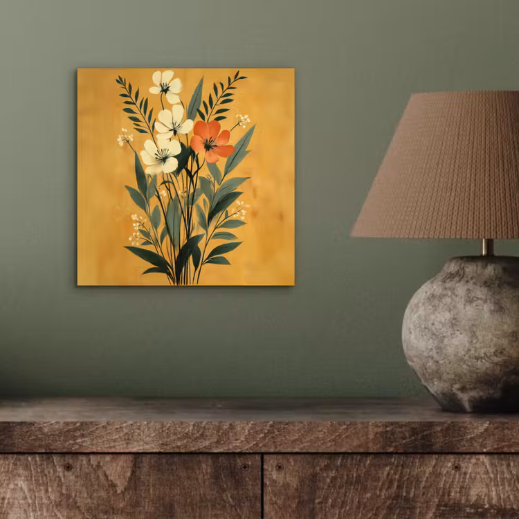 Bladeren - Boeket - Bloemen - Geel aluminium wit klein -sfeer2
