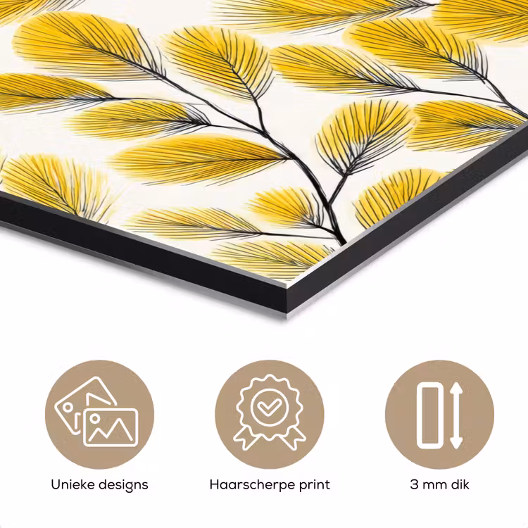Bladeren - Botanisch - Elegant - Geel - Zwart aluminium wit klein 46 -closeup_NL