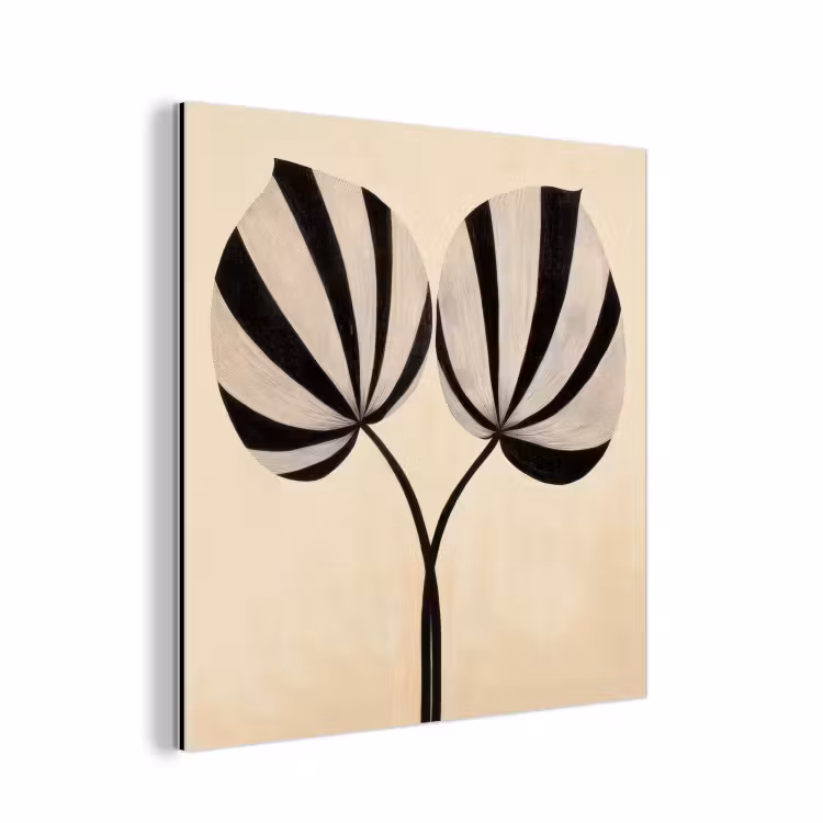 Bladeren - Gestreept - Stengel - Beige aluminium wit klein -3d