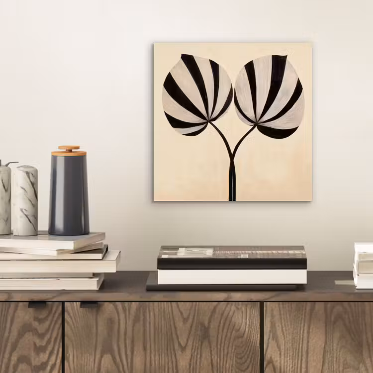 Bladeren - Gestreept - Stengel - Beige aluminium wit klein -sfeer1