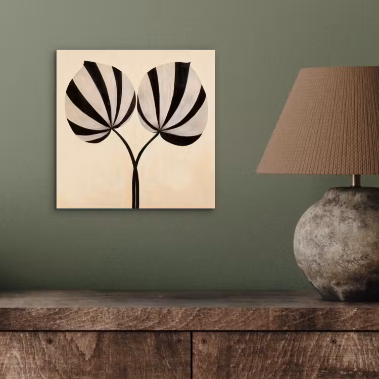 Bladeren - Gestreept - Stengel - Beige aluminium wit klein -sfeer2