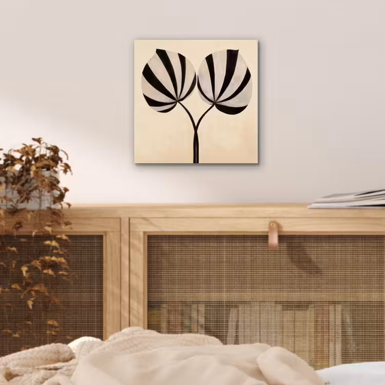 Bladeren - Gestreept - Stengel - Beige aluminium wit klein -sfeer3