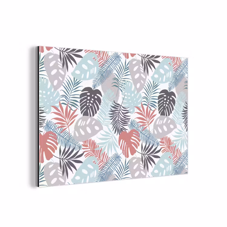 Bladeren - Jungle - Pastel - Tropisch aluminium wit klein -3d