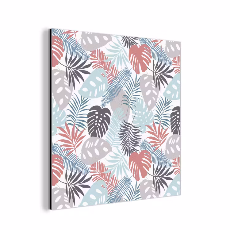 Bladeren - Jungle - Pastel - Tropisch aluminium wit klein -3d