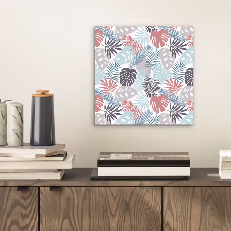 Bladeren - Jungle - Pastel - Tropisch aluminium wit klein -sfeer1