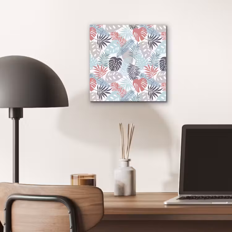 Bladeren - Jungle - Pastel - Tropisch aluminium wit klein -sfeer5