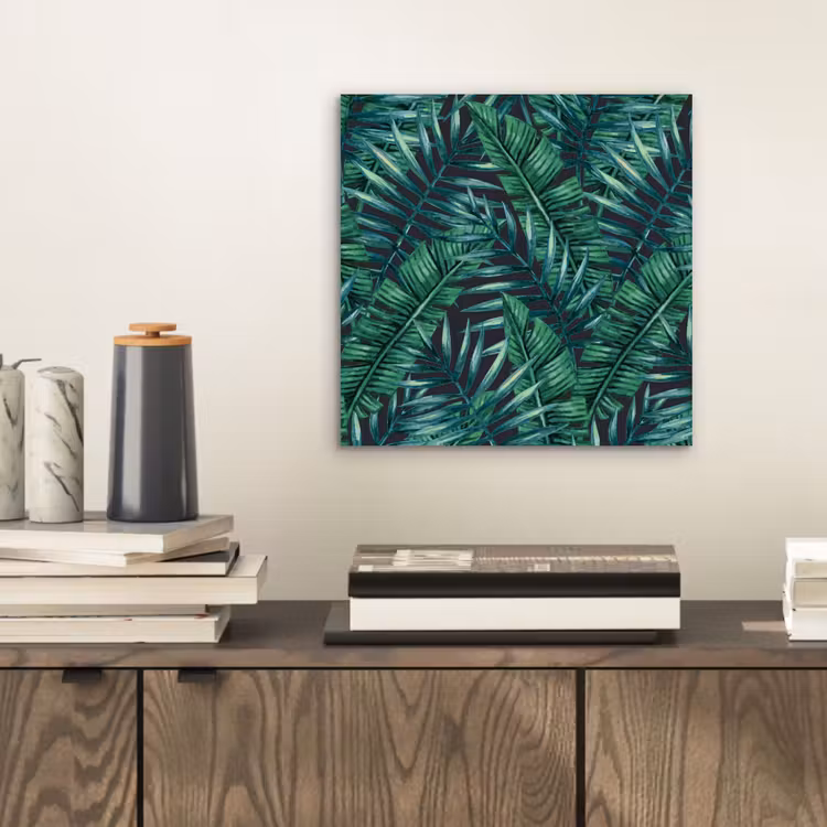 Bladeren - Inductie beschermer - Jungle - Tropical aluminium wit klein -sfeer1