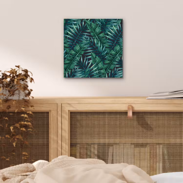 Bladeren - Inductie beschermer - Jungle - Tropical aluminium wit klein -sfeer3