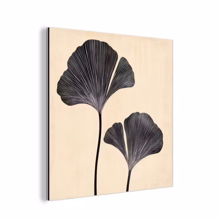 Bladeren - Minimalistisch - Zwart aluminium wit klein -3d