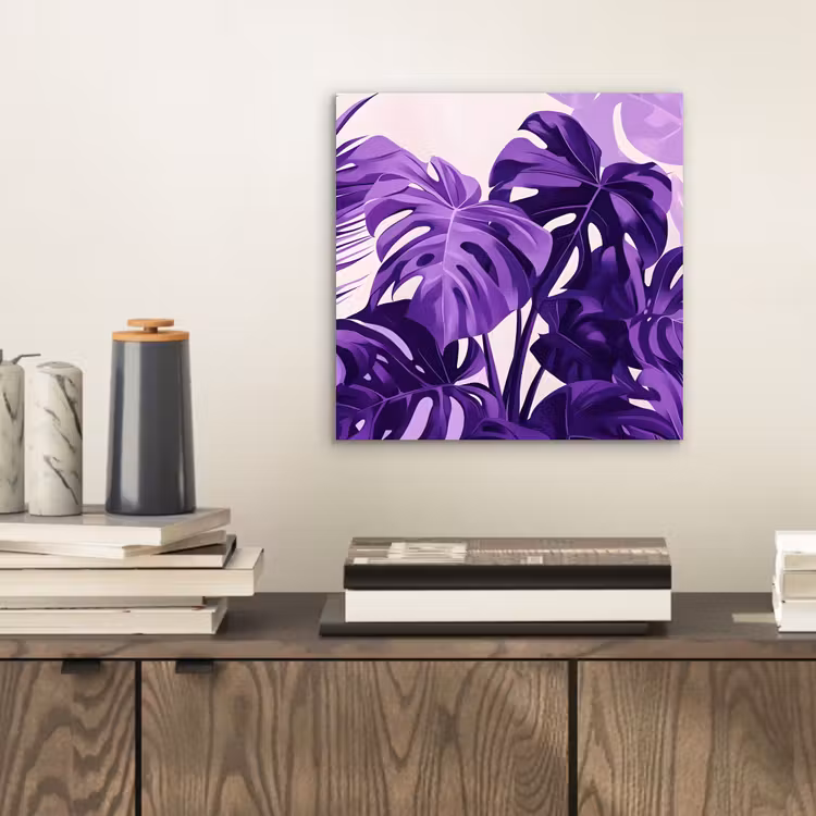 Bladeren - Paars - Tropisch - Abstract aluminium wit klein -sfeer1
