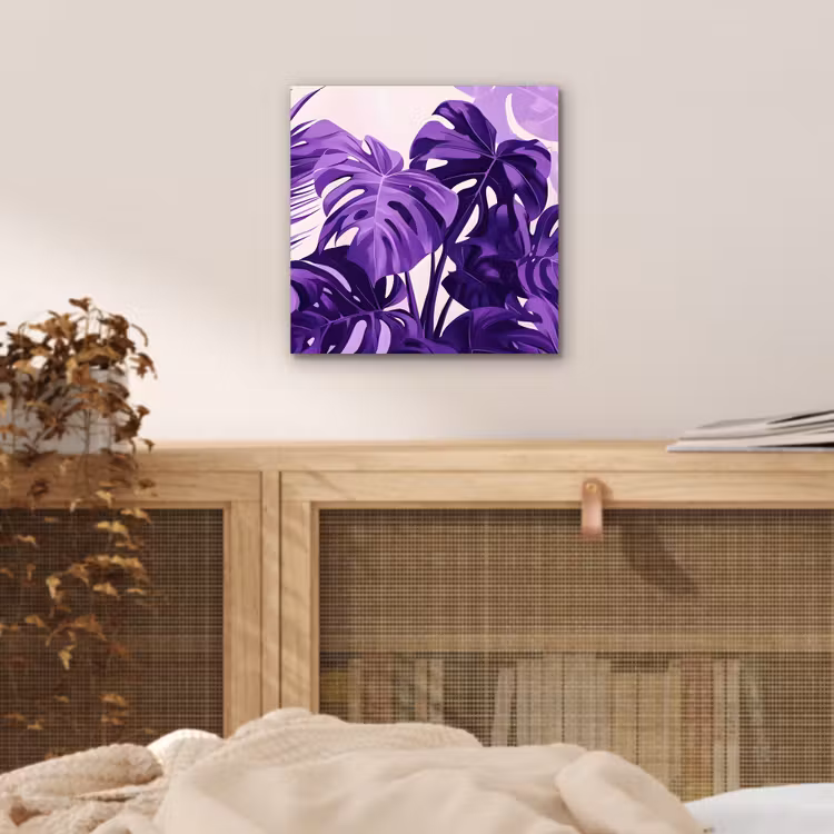 Bladeren - Paars - Tropisch - Abstract aluminium wit klein -sfeer3