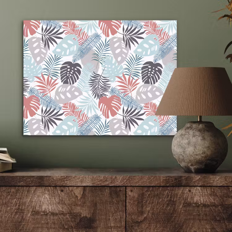 Inductie beschermer - Bladeren - Pastel - Jungle - Afdekplaat voor kookplaat aluminium wit klein -sfeer2