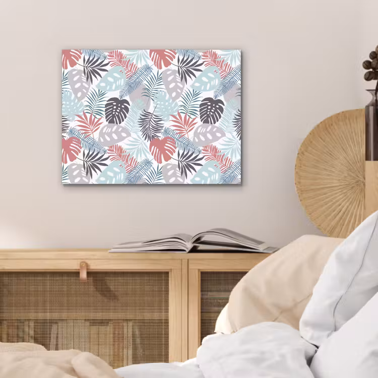 Inductie beschermer - Bladeren - Pastel - Jungle - Afdekplaat voor kookplaat aluminium wit klein -sfeer3
