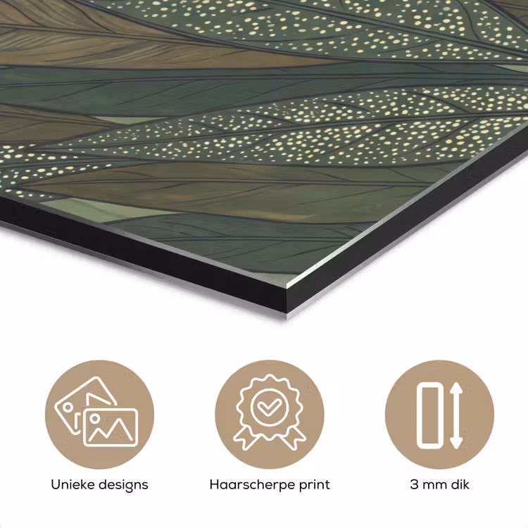 Bladeren - Patroon - Gestippeld - Natuur - Groen aluminium wit klein -closeup_NL